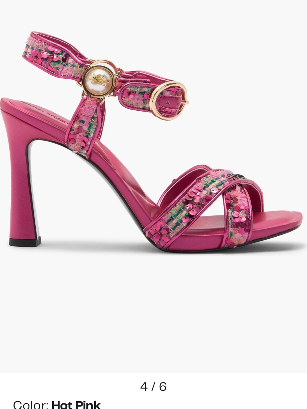 Karl Lagerfeld NWT Hot Pink Sequin Strap High Heel Sandals Sz 7.5 beautiful